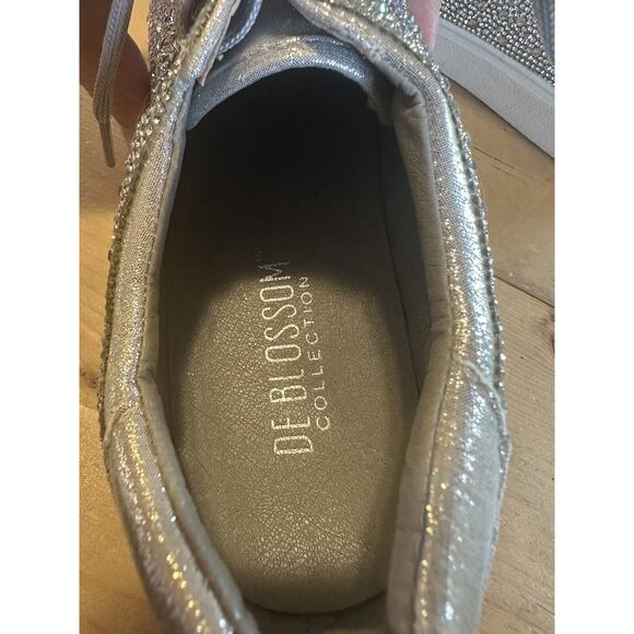 DeBlossom Collection Size 7.5 Silver Rhinestone Shoes Sparkle Swifty Flat Tie - Picture 6 of 9